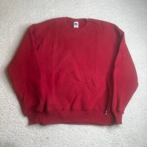 Vintage Russell athletic men's red crew neck sweatshirt USA comp M